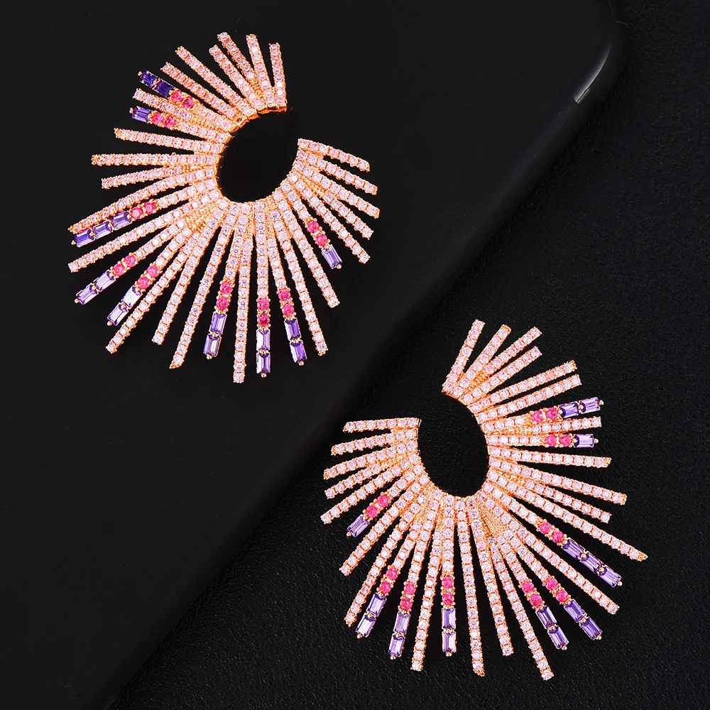 GODKI Роскошные серьги-гвоздики с фейерверком для женщин свадебные серьги