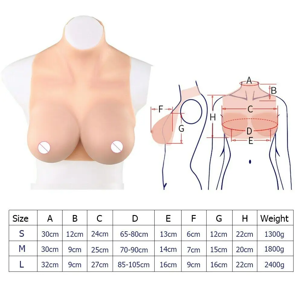 Silicone Breast Shape Forming C D E Cup Realistic False Breasts for Transvestite and Enhanced Breasts Woman High-neck Backless