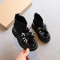 hot sale pu leather boots for children 2021 autumn kids anti slip casual shoes high quality girls fashion socks boots g229