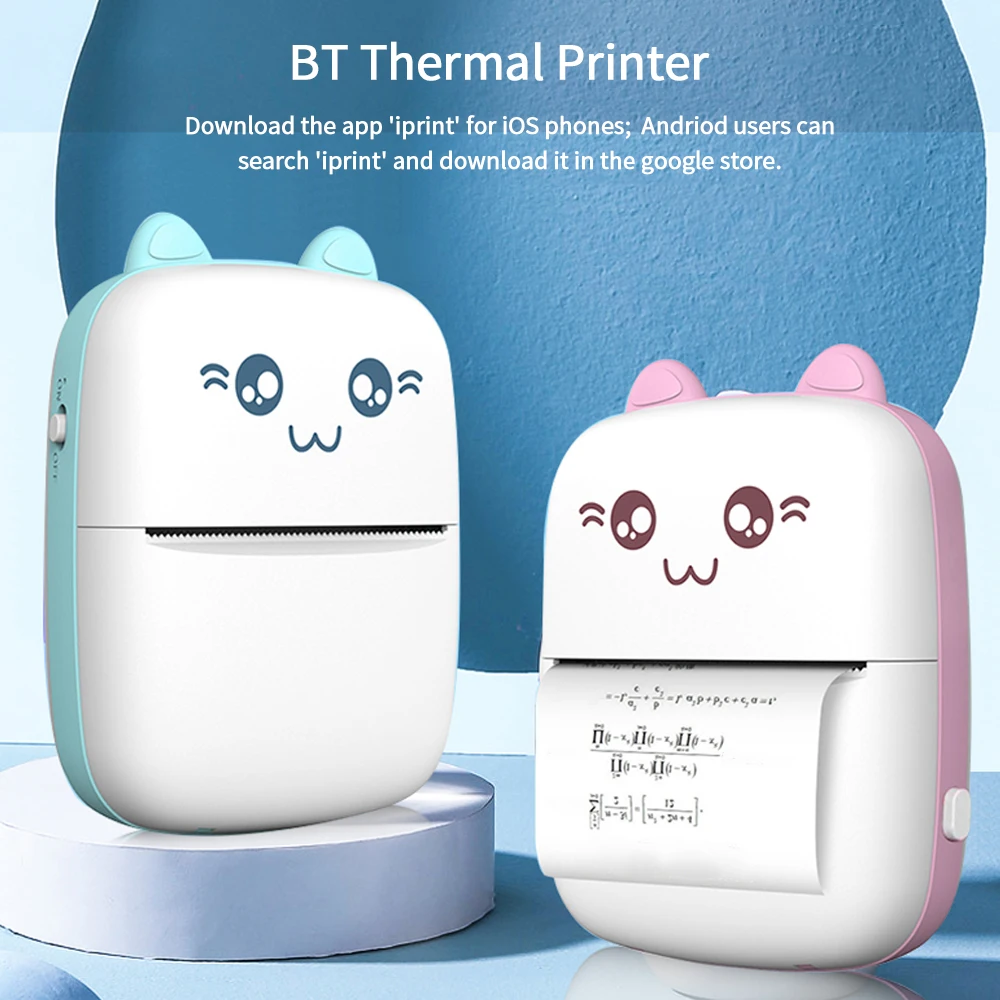 

Mini Thermal Printer Wirelessly BT 200dpi Photo Label Memo Wrong Question Printing With USB Cable Imprimante Portable