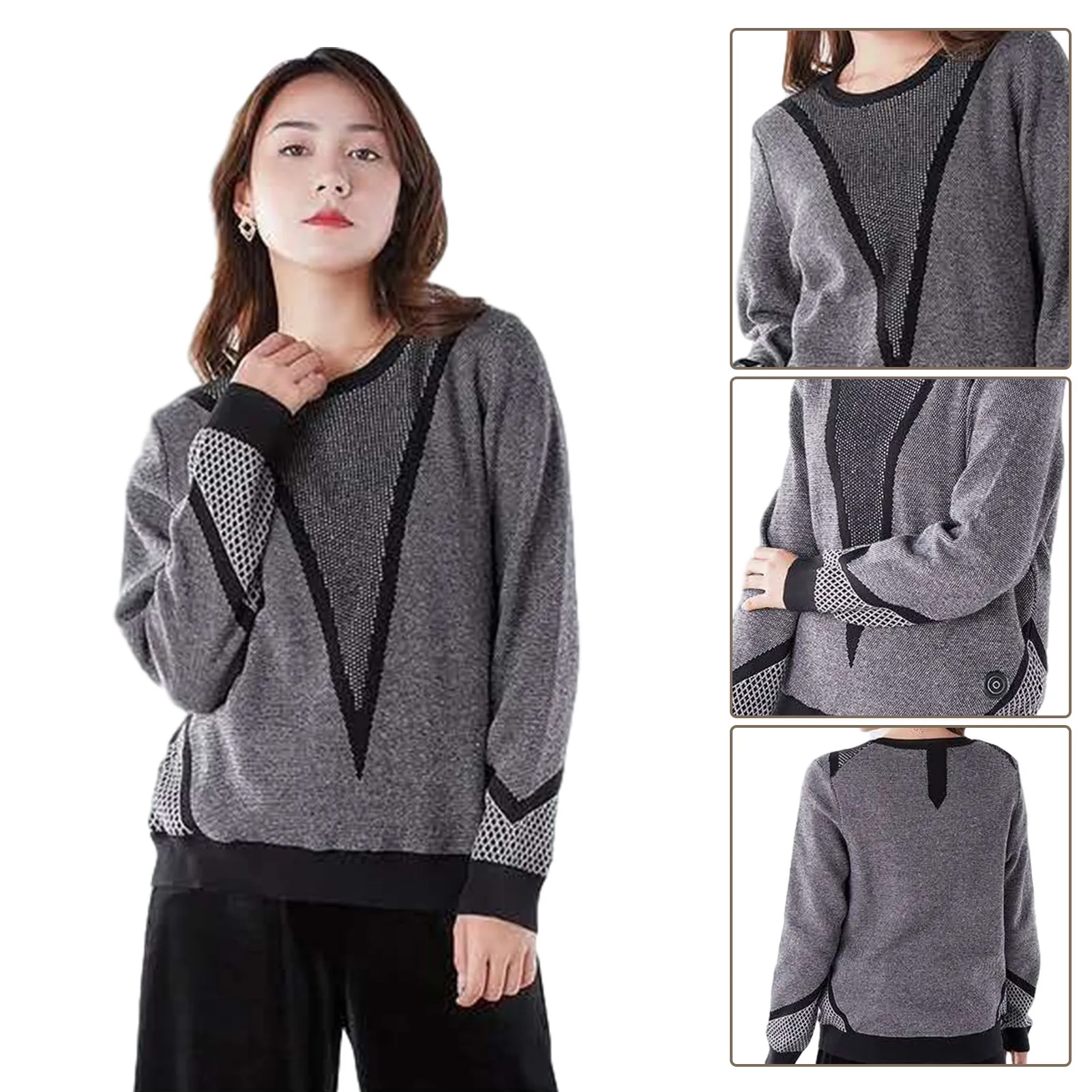

Smart Heated Sweater High-quality Durable 3-level Temperature Adjustment USB Charging Washable Causal Heating Ladies Sweater