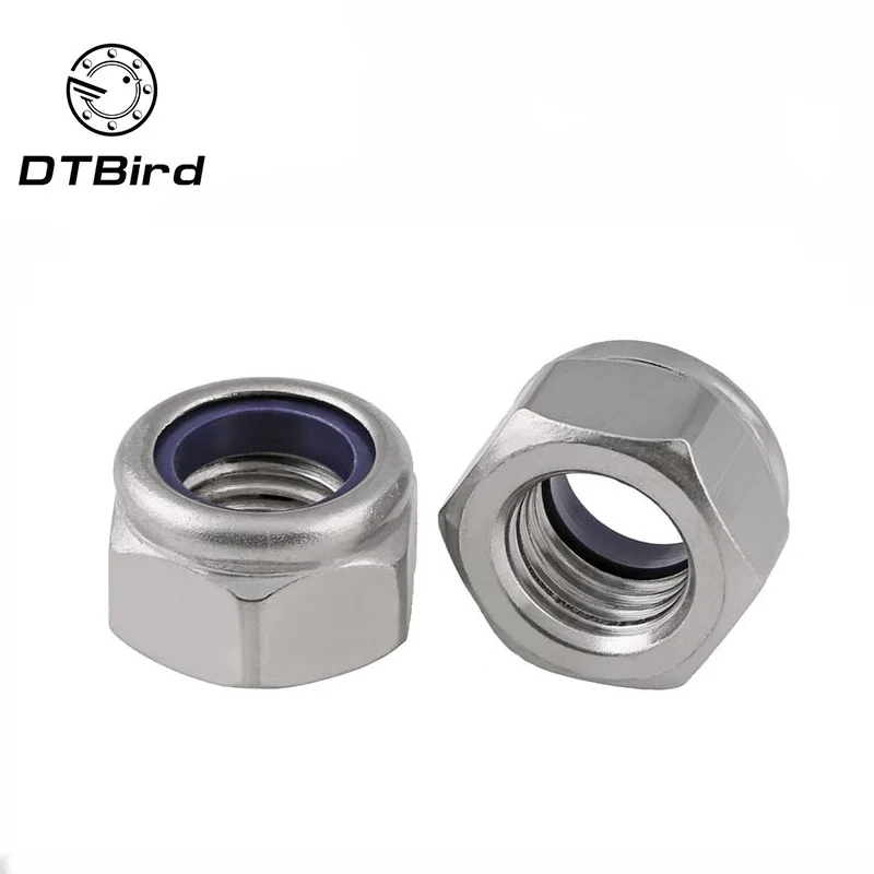 2/5/10/20/50 шт DIN985 M2 M2.5 M3 M4 M5 M6 M8 M10 M12 304 Нержавеющая сталь нейлоновая самоконтрящаяся шестигранные гайки комплект входит фиксирующая гайка скольжения фиксирующую гайку