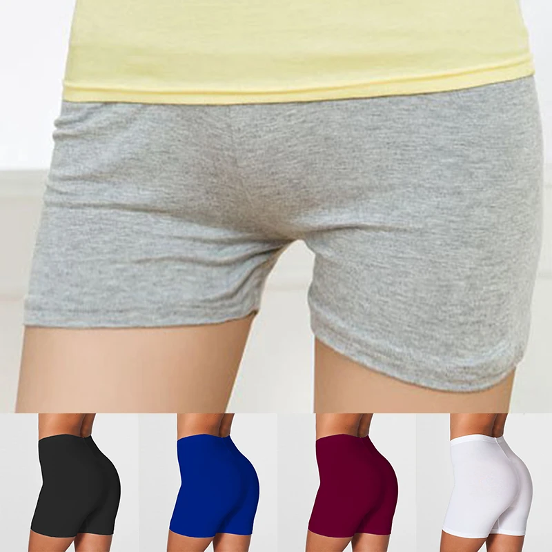 Женские шорты с завышенной эластичной талией повседневные обтягивающие