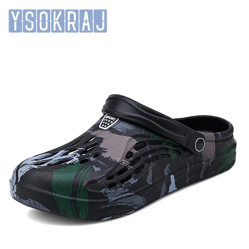 

Мужские сандалии-желе ysocountry, пляжные туфли на плоской подошве, камуфляжные шлепанцы, без застежки, легкая Повседневная Уличная обувь с дырк...