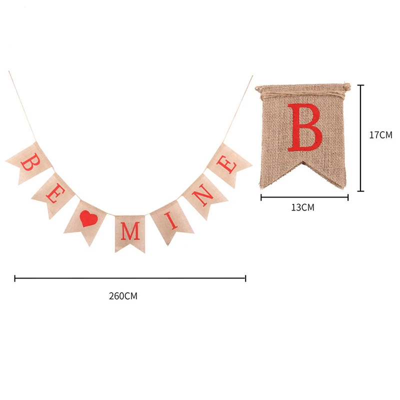 Баннер на День святого Валентина льняные флаги с палочками украшения для