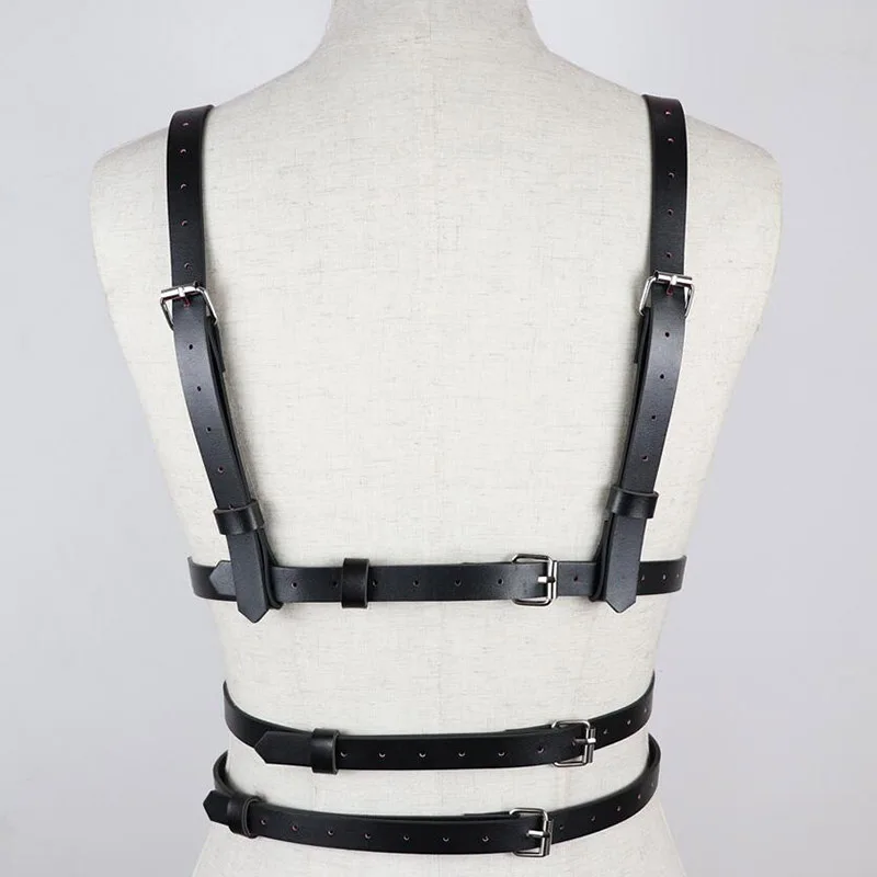 Erotic Harness Women Sexy Goth Leather Bondage Body Top Belts Harness Bralette Garter Belt Stockings Fashion Harness Bra Cage