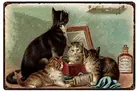 Черно-белые кошки, металлические жестяные знаки, Постер для магазина домашних животных, кошки, домашний декор, картины животных, Настенная картина, винтажная животная кошка
