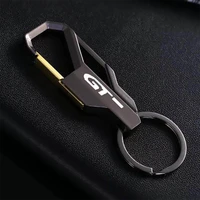 laser engraving style car keychain metal alloy buckle waist car key chain car logo key chain accessories for peugeot gt 3008