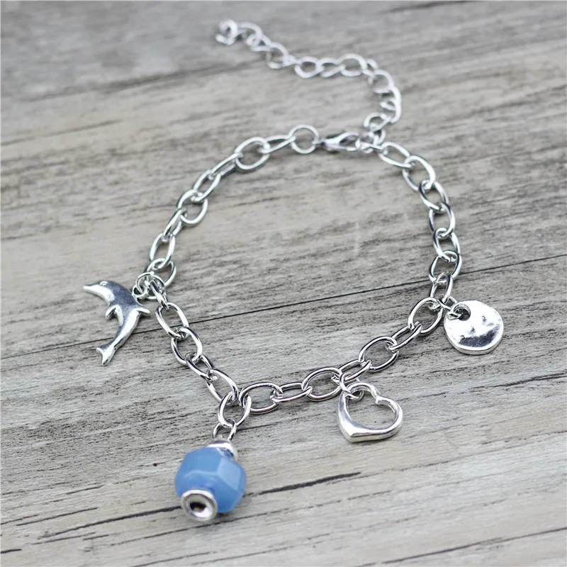 

Anslow Brand New Design Wholesale Fashion Jewelry Chain Dolphin Heart Women Bracelet For Girls Students Candy Resin LOW0811LB