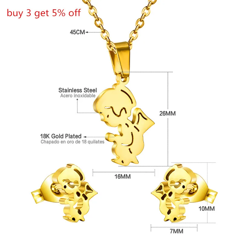 LUXUKISSKIDS очаровательные серьги ангела с ожерельем кулон Дубай ювелирные наборы