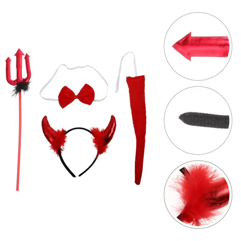 

4pcs/Set of Chic Halloween Devil Accessory Set Cosplay Party Devil Costume Set