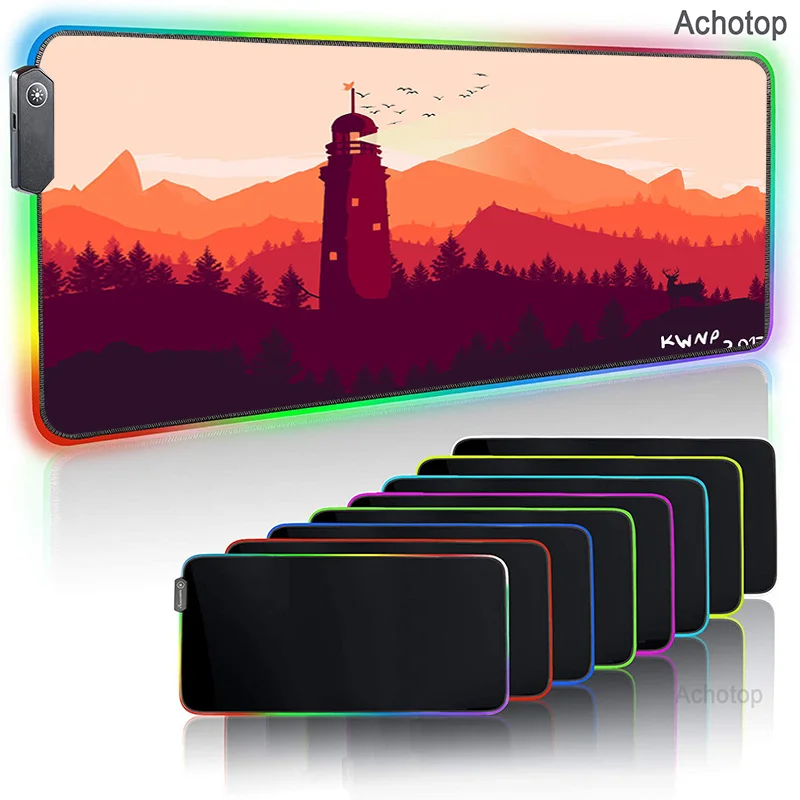 

RGB Large Gaming Mouse Pad Deep forest firewatch Mousepad LED Colorful Computer Pad Desk Mat Keyboard Pad for Laptop Notebook