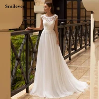 smileven bohemian lace wedding dresses cap sleeve tulle a line bridal gowns floor length vestido de noiva 2021 plus size