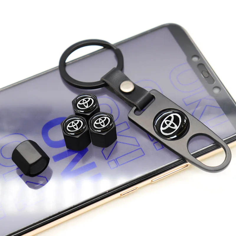 

Car parts 4 car tire valve caps car dust caps and small wrenches can be used as key rings at the same time suitable for Toyota-