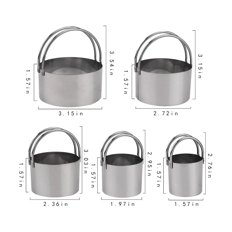 10 Pack Cookie Cutters Stainless Steel Round & Square Biscuit Pastry Cutter with Handle for DIY Donut Fondant Sugar Cake |