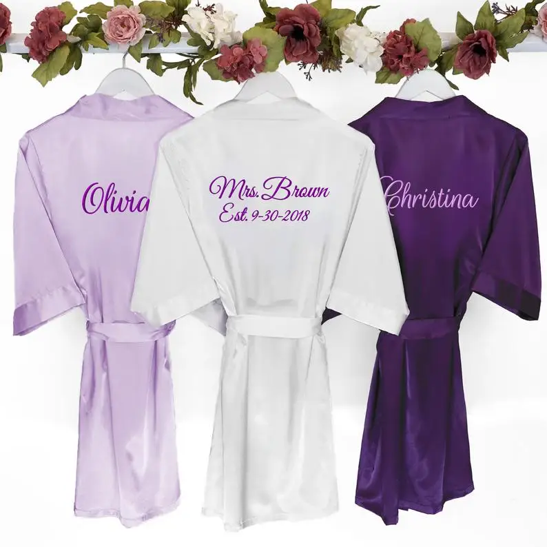 Атласный халат невесты на заказ пижама для индивидуальное Ночное платье матери