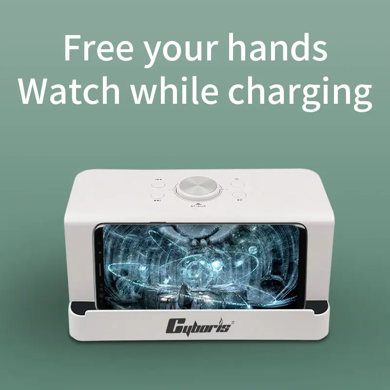 Bluetooth Колонка Cyboris 27 Вт с беспроводной зарядкой глубокие басы держатель для