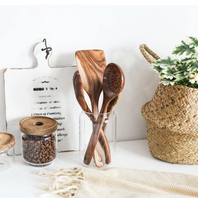 Столовая посуда из натурального дерева ложка половник длинная искусственная