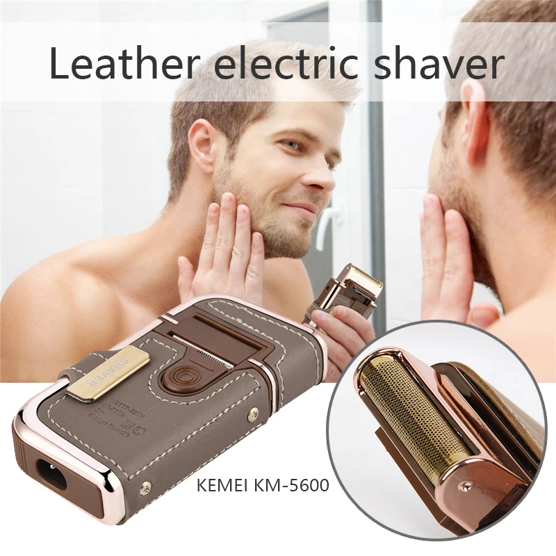 Kemei 2 в 1 аккумуляторная бритва для мужчин USB электрическая винтажная кожаная