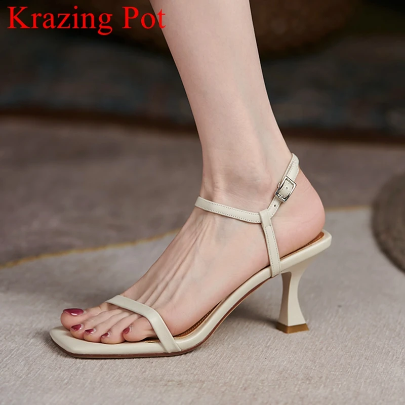 

Krazing Pot/2021 из коровьей кожи; Кожаная женская обувь на тонком высоком каблуке с открытым носком туфли на высоком каблуке; Выразительная элеган...