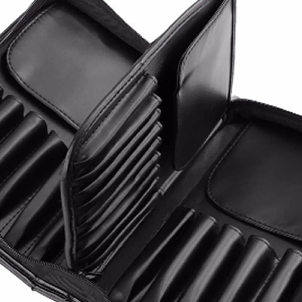 

1Pc PU Leather Cosmetic Brush Bag Large Capacity Makeup Brush Storage Bag Zipper Storage Container