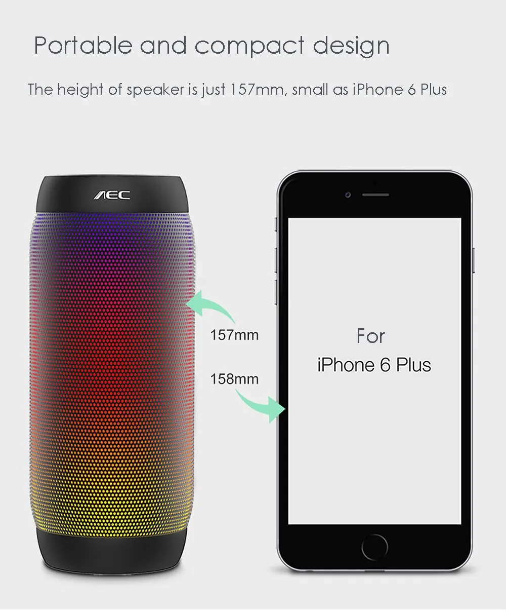 DHL BQ-615 Pro портативные музыкальные цветные bluetooth-колонки светодиодный беспроводной NFC Hands-Free Bass стерео адаптер-звукосниматель поддержка tf-карты