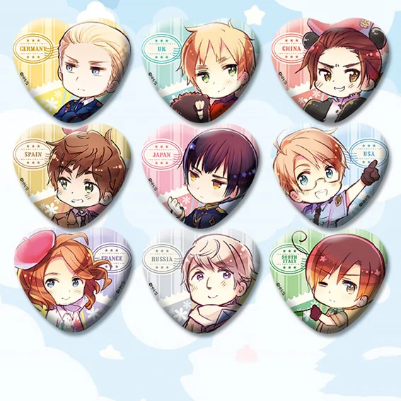 Аниме значки сердце Hetalia Axis Power APH очень милая Милая брошь на булавке | Украшения и