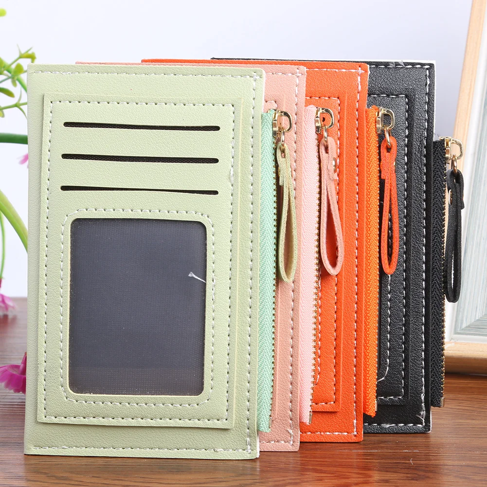 

Модный короткий кошелек из искусственной кожи для женщин, миниатюрный клатч с несколькими отделениями для денег, повседневный однотонный м...