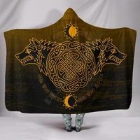 viking style hooded blanket skoll and hati gold 3d printed wearable blanket adults for kids hooded blanket