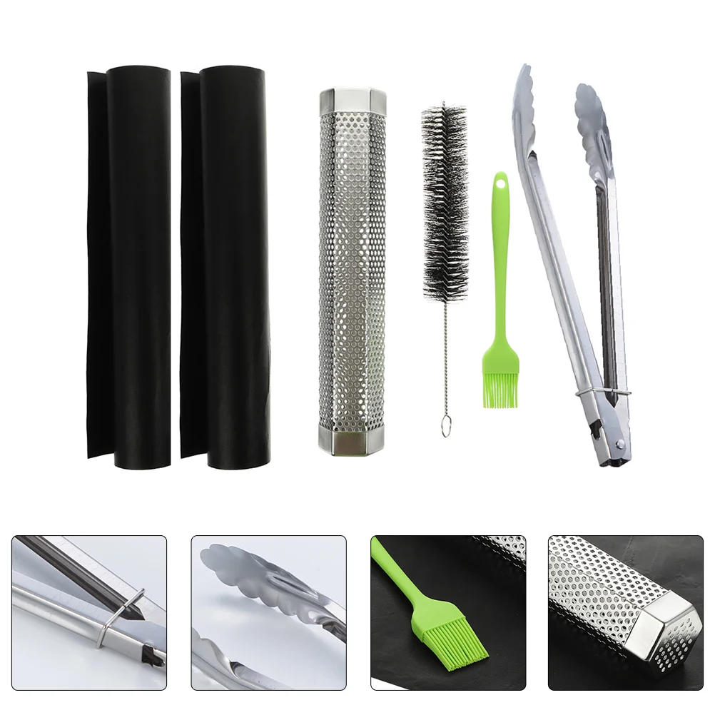 

1 Set BBQ Tools Outdoor Stainless Steel Roast Clamp Barbecue Mat Cleaning Brush