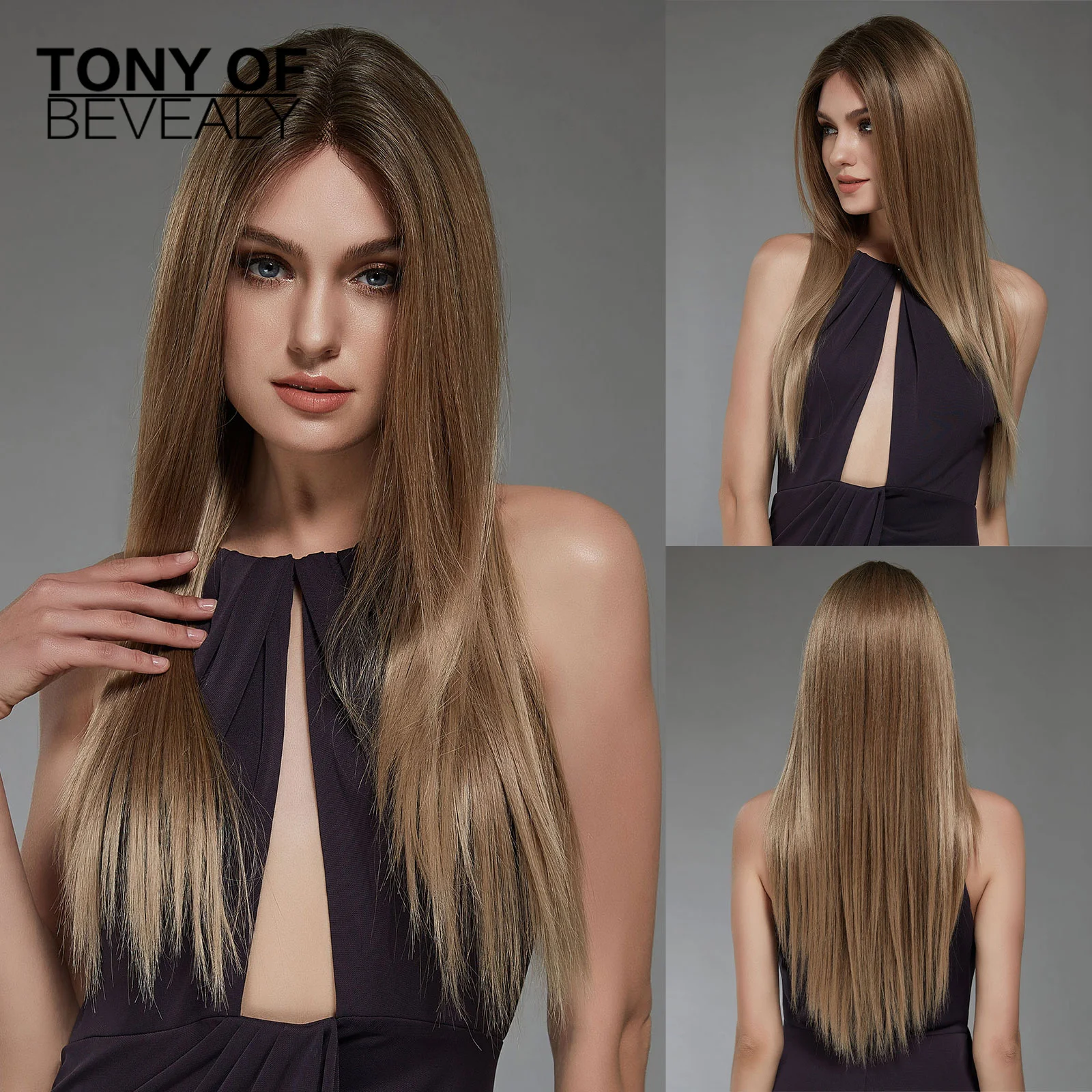 Кружевные передние парики длинные прямые светлые синтетические средняя часть