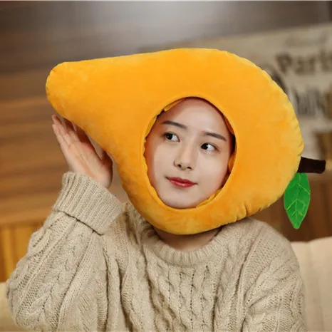 Japanese and Korean fruit mango head cap plush toy doll