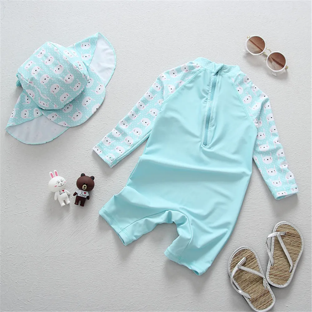 Женский слитный купальник с принтом кролика UPF50|Детские комбинезоны| |