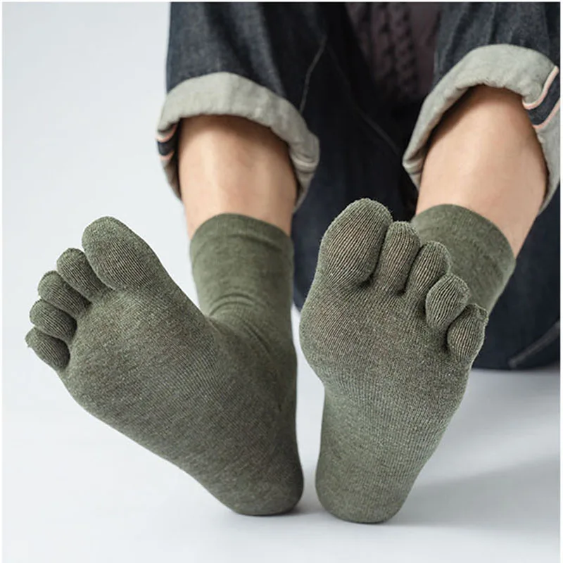 5 Pairs Japanese Harajuku Toe Fingers Socks Mens Womens Retro Cotton Business Sock Short Casual Crew Socks with Toes Multicolor