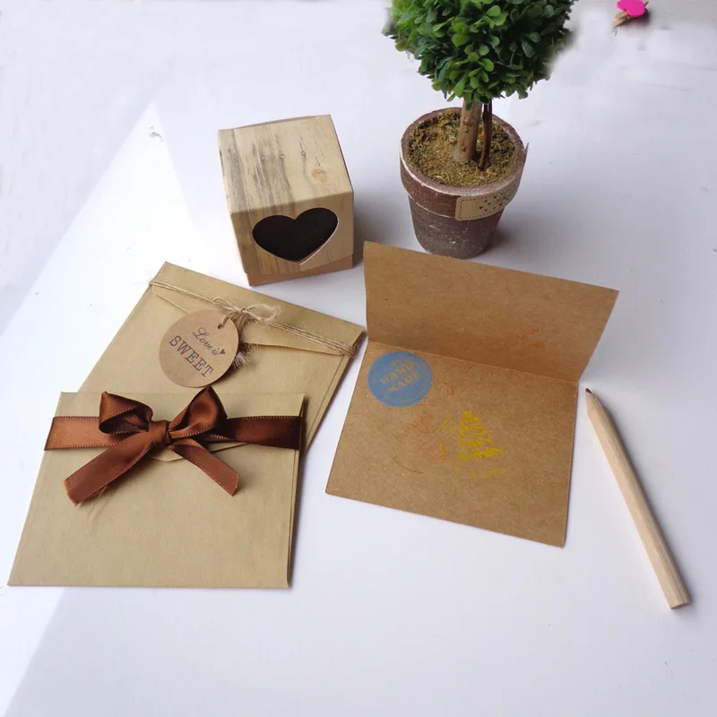 

18Pcs Vintage Kraft Paper Thank You Greeting Card Blessing Card Envelope Sticker Gift Card Envelopes For Wedding Birthday Party