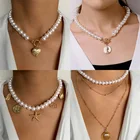 Роскошное жемчужное ожерелье IFMIA с подвеской в виде ракушек для женщин, летнее ожерелье-чокер со звездами и сердцами, богемное ювелирное изделие, подарок