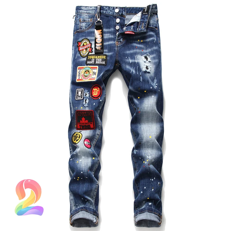 

DSQ Stretch Damage Hole Jeans Fashion Casual Hip Hop Dsquared2 Denim Pants Mens