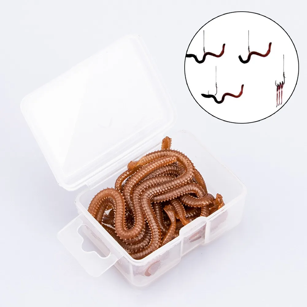

1 Box Soft Simulation Earthworm Artificial Fishing Plastic Bait Red Worm Lures Fishing Tackle Lifelike Artificial Fishing Lures