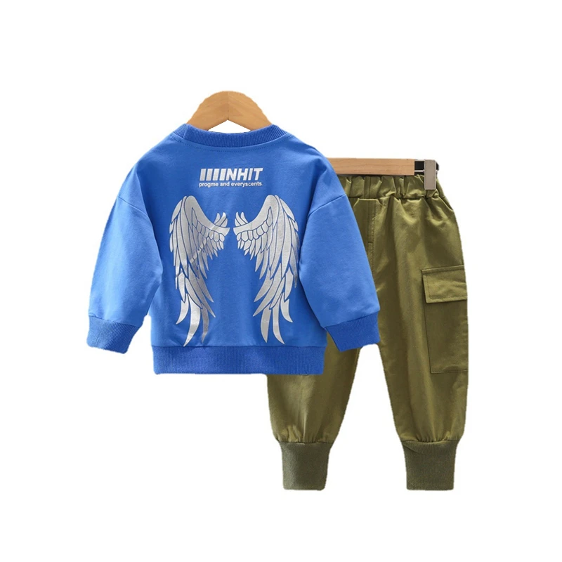 

Сезон весна-осень; Модный детский костюм; Для мальчиков и девочек, футболка с надписью, штаны 2 шт./компл. детской одежды с персонажами из муль...