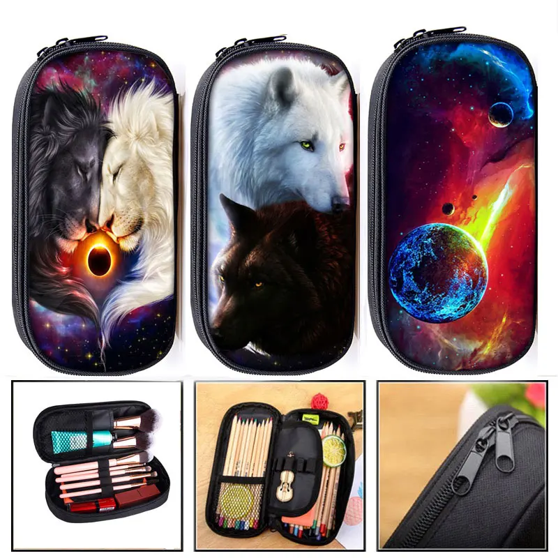 Классный Кошелек для монет и карандашей Galaxy Lion Wolf девочек Подарочный детский