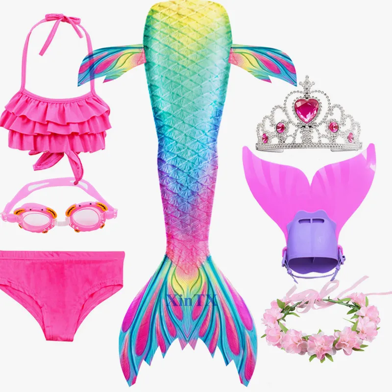 Лидер продаж детский купальный костюм с хвостом русалки для девочек бикини