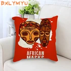 Мультяшные африканские женские маски, искусственная кожа, наволочка с принтом, наволочка для дивана, декоративные льняные наволочки