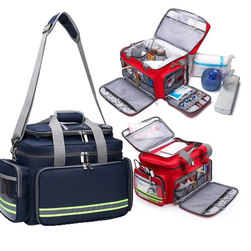 Empty First Aid Kit Refrigeratible Bag Waterproof Multi-function Reflective Messenger Bag Family Travel Emergency Medical Bags