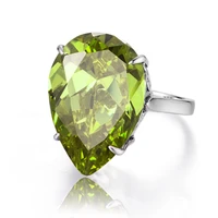 szjinao tear drop 1621mm green peridot ring womens sterling silver 925 large rings antiqued filigree edwardian jewelry female