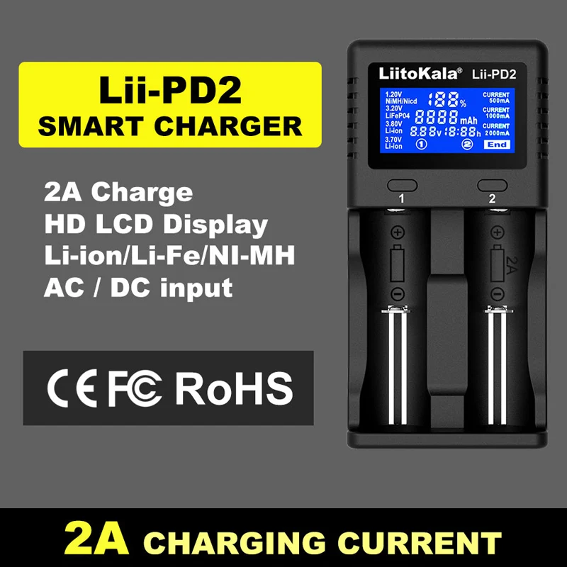 Liitokala Lii-PD4 PD2 18650 3 7 В литий-ионное зарядное устройство 1 2 NiMH аккумулятор 21700 18350 18500
