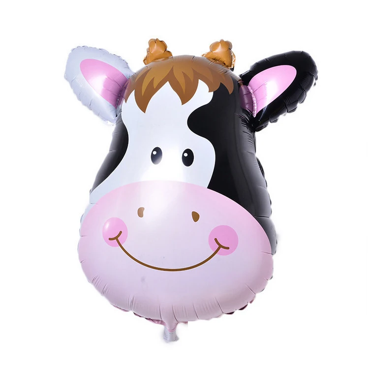 

25-inch Mini Animal Balloons Birthday Party Decoration Lion & Monkey & Zebra & Cow Head Safari Zoo Foil Balloons Classic Toys