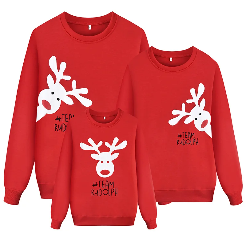 

SAILEROAD New Family Matching Children Clothing Christmas Sweaters Deer Print Family Parent-child Suit Printing Cotton Sweater