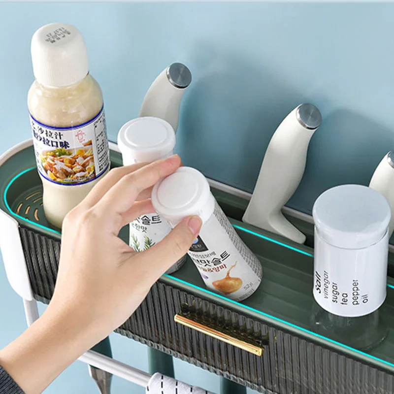 kunbei kitchen organizer punch freewall mount bracket holder wall storage shelf for spice jar rack cabinet kitchen shelves free global shipping