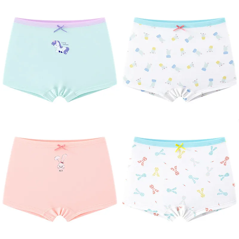 Синий с персонажами из мультфильмов трусы-боксеры для девочек нижнее бельё