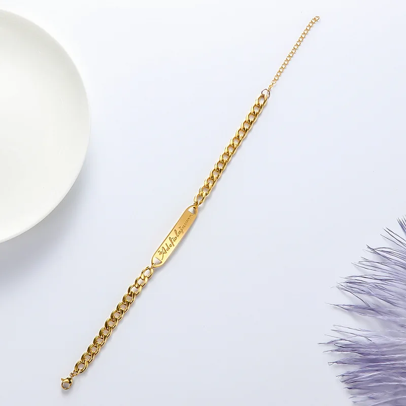 

Gosun Personalized Custom Name Bracelet Bangle Lady Stainless Steel Engraved Bracele Bracelet Customize Letter Male Adjustable